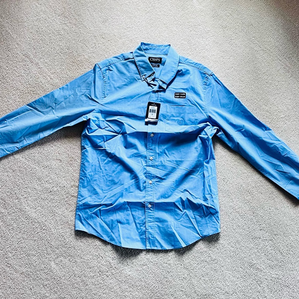 Chaps Men's Blue Casual Button Down Shirt - NWT
